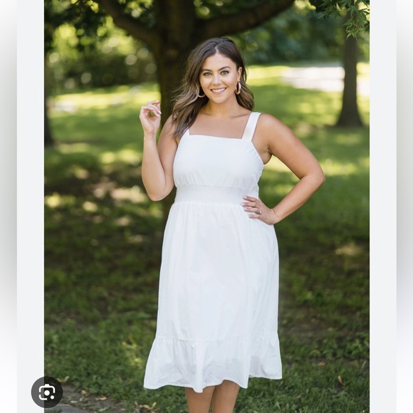 THE DROP WOMEN'S BRIGHT WHITE STRAPPY MIDI DRESS @CARALYNMIRAND Size Medium NEW - Picture 1 of 13